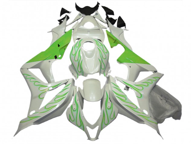 Verde Lima Llama Sobre Blanco 07-08 CBR600RR Carenado Verde Lima Llama Sobre Blanco 07-08 CBR600RR Carenado