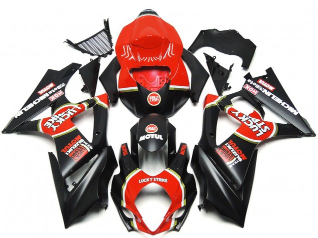 Vibrante Negro Mate Personalizado Lucky Strike 07-08 GSXR 1000 Carenado Vibrante Negro Mate Personalizado Lucky Strike 07-08 GSXR 1000 Carenado